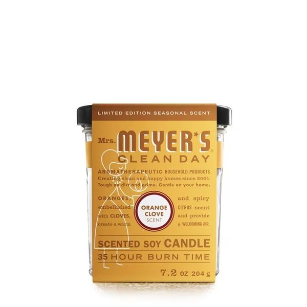 7.2 oz Clean Day White Orange Clove Scent Soy Candle - Pack of 6, Mrs. Meyers Clean Day, Mfr#: 1004077